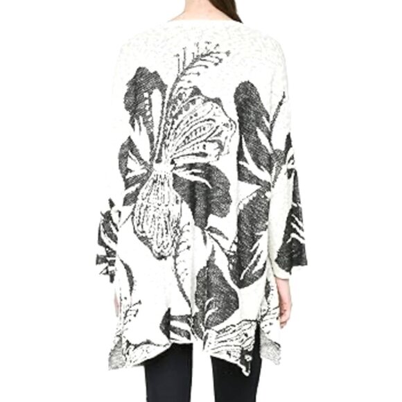 Desigual Womens Sz M Floral Open Front Mykonos Cardigan With Gold Sequin Accents - Picture 4 of 15